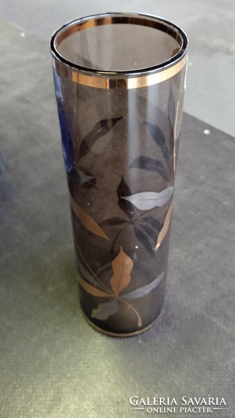 Elegant glass bohemia marked vase decorated with gold