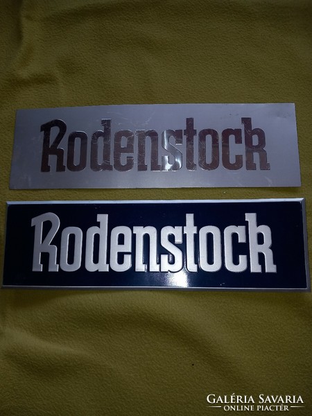 2 pcs !! Retro aluminum silver and dark blue advertising sign from the 70s and 80s with the inscription 