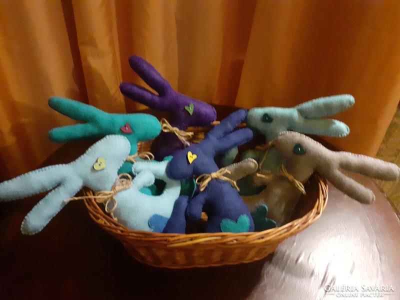 Handcrafted unique Easter or just lovable rabbits, made of wool felt