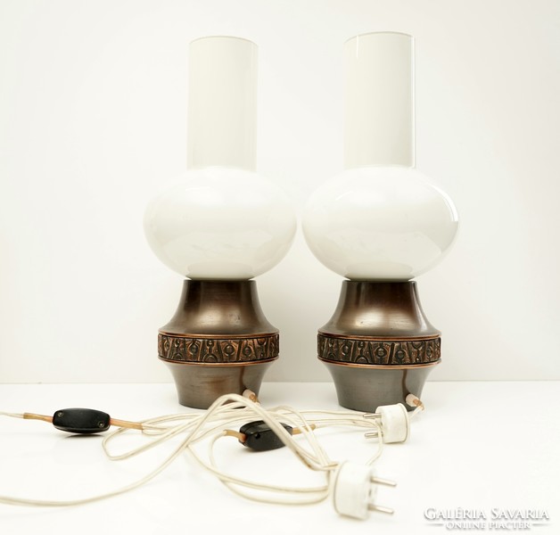 Mid century copper lamp pair / industrial art / retro lamp / old Emei
