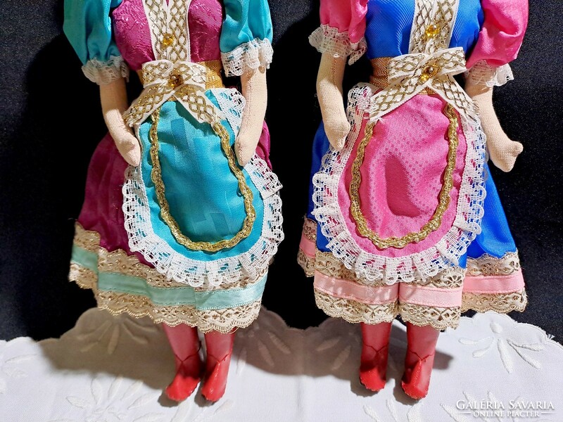 Doll with retro porcelain head in colorful clothes, 21 cm