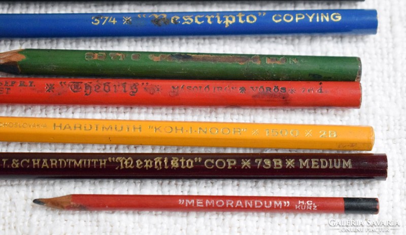 Pencil, józsef schuler r.T. , Mephisto , hardtmuth , turán , thebris , memorandum , copy iron 9pcs