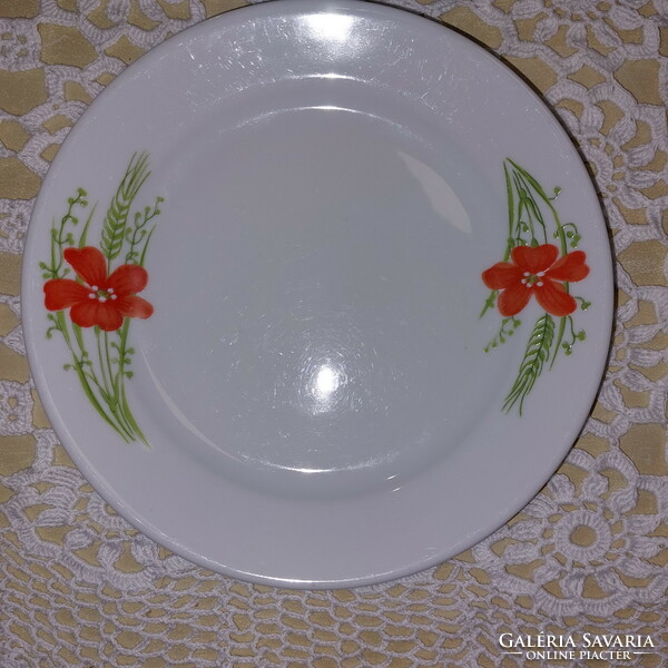 Alföldi piros konkoly virágos , porcelán süteményes tányér