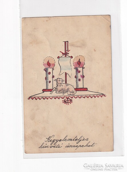 H:155 Húsvéti antik Üdvözlő képeslap "Kézzel rajzolt"