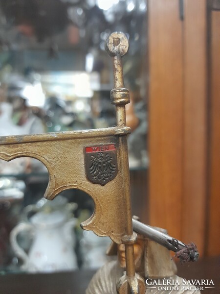 Rare Austrian Vienna painted solid tin-metal medieval soldier lighter. 25 Cm.