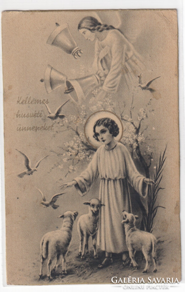 H:154 Húsvéti antik Üdvözlő képeslap "Postatiszta"