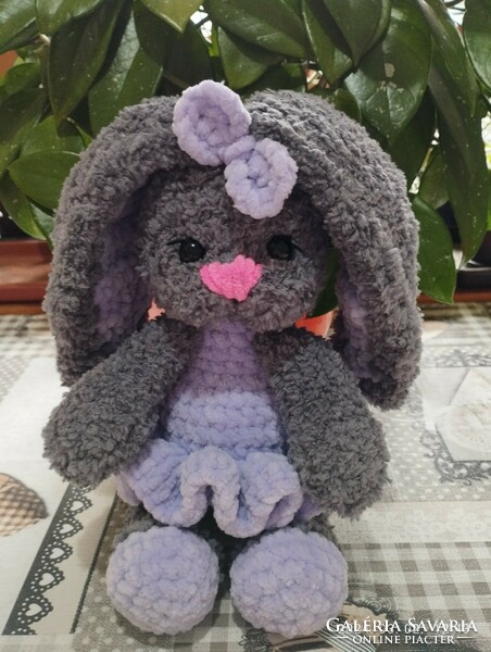 Bunny crocheted from chenille yarn
