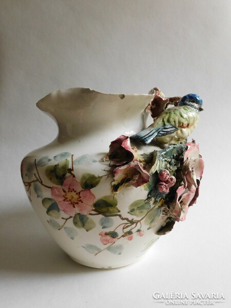 Special antique faience vase with zinc - damaged