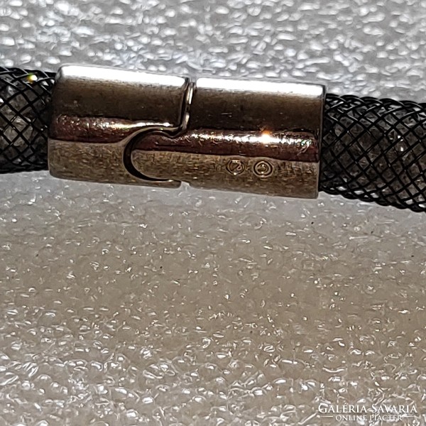 Swarovski chokker/karkötő fekete/füst színű ajándékozható 42cm