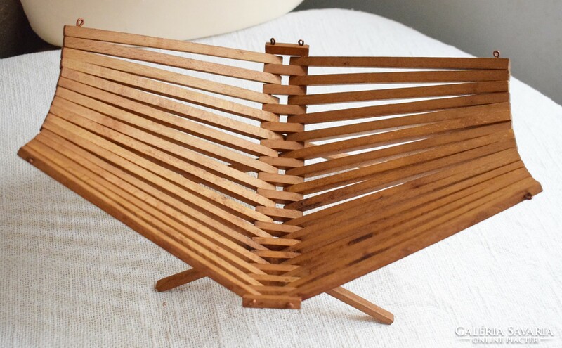 Retro, wooden, fruit tray, bread basket..., Collapsible for picnics, 30 x 23.5 x 15 cm