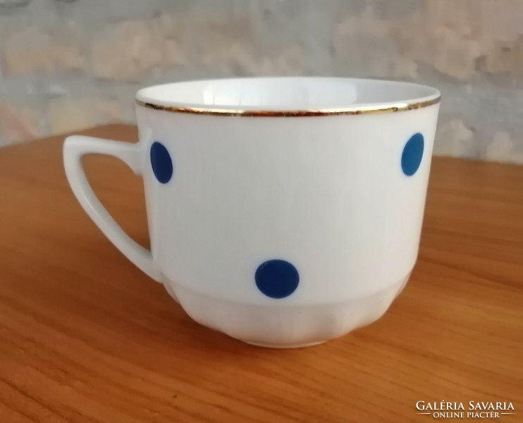 Retro Czechoslovak blue polka dot mug