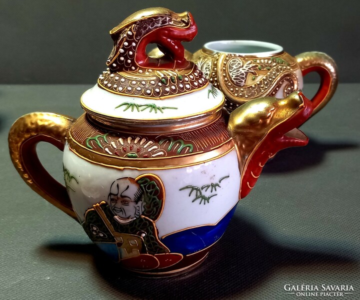 Satsuma litofán sárkányos porcelán teás szett ALKUDHATÓ