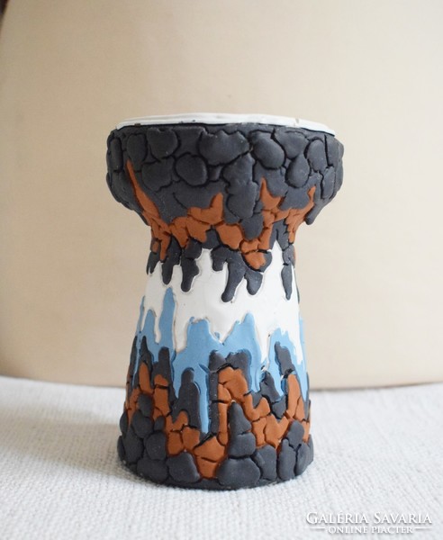 Candle holder retro ceramic industrial art 8.3 x 12.3 cm
