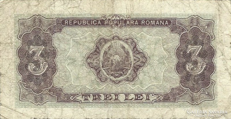 3 Lei 1952 Romania 1. Very rare