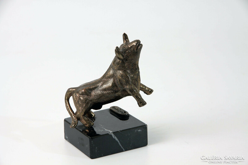 Mini bronz bika szobor 10,5cm -- állatfigura bivaly