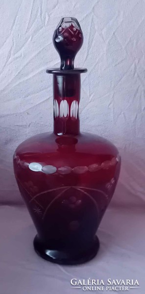 Burgundy colored polished crystal liqueur glass