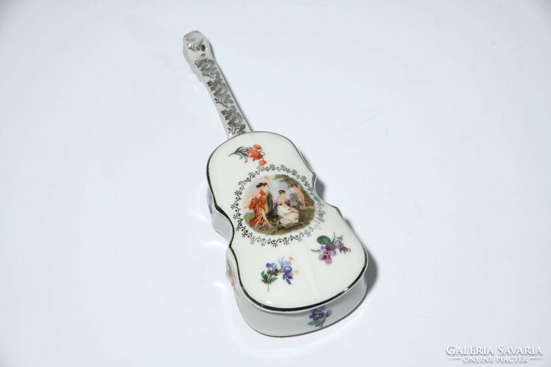 Oscar schlegelmilch violin-shaped porcelain bonbonier jewelry box -- double bass cello viola