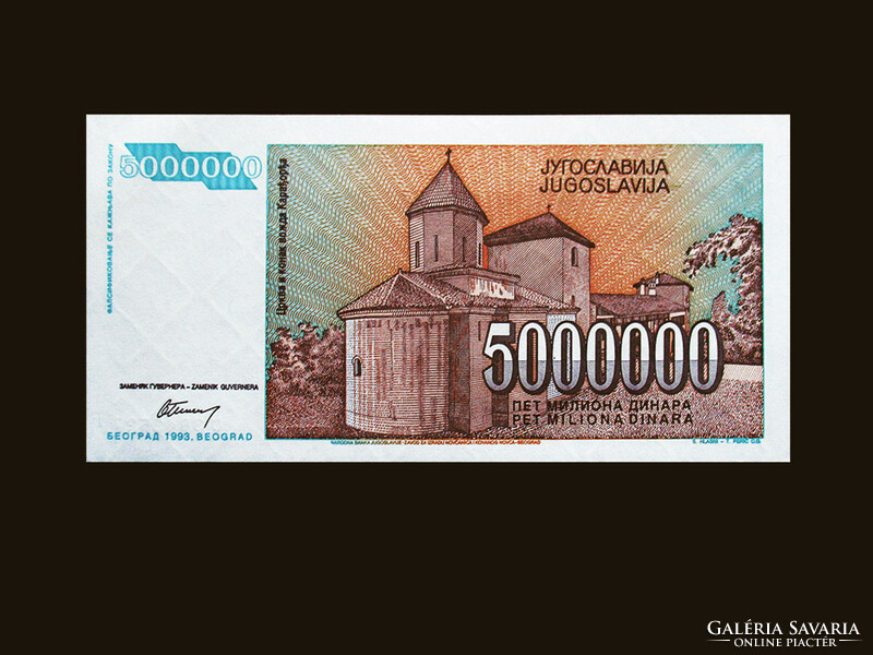 UNC - 5 000 000 DINÁR - JUGOSZLÁVIA - 1993