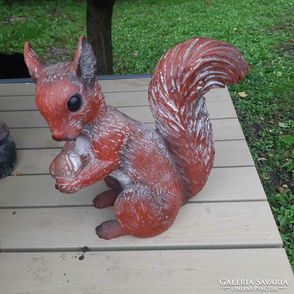 Squirrel 23 cm tall retro rubber figure. Garden ornament.