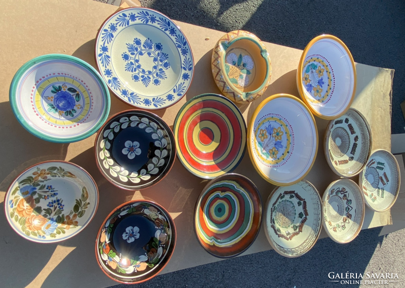Folk art ceramic decorative bowls 14 pcs