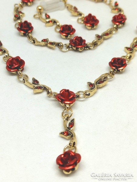 Romantic red rose necklace-bracelet-earring set 101