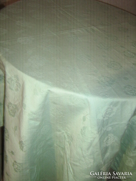 Beautiful vintage rose pale green high quality damask tablecloth