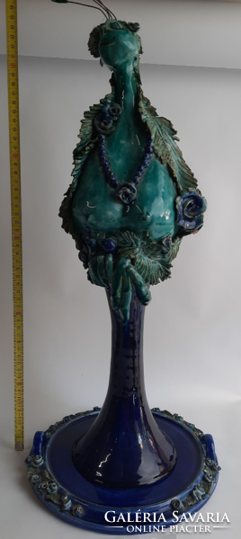Beautiful Zsuzsa Moravian ceramic peacock - huge (60 cm) ceramic - unfortunately damaged