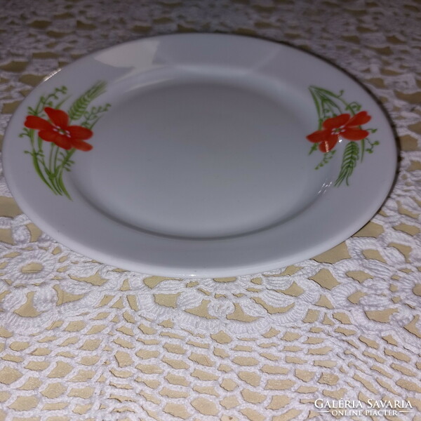Alföldi piros konkoly virágos , porcelán süteményes tányér