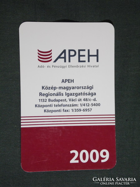 Kártyanaptár, APEH igazgatóság, Budapest, 2009, (6)