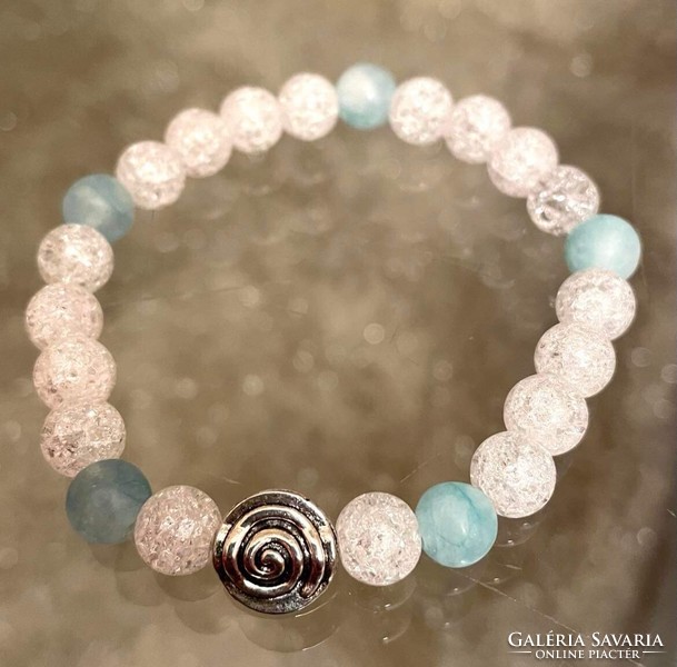 Cracked rock crystal turquoise matte jade mineral bracelet snail ornament