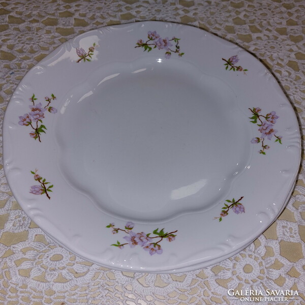 Zsolnay pink peach blossom porcelain flat plate, 2 pcs