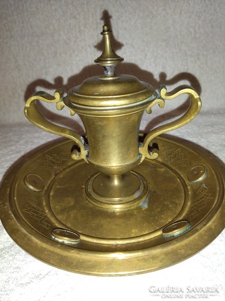Beautiful patterned heavy copper antique candle holder from the 1900s