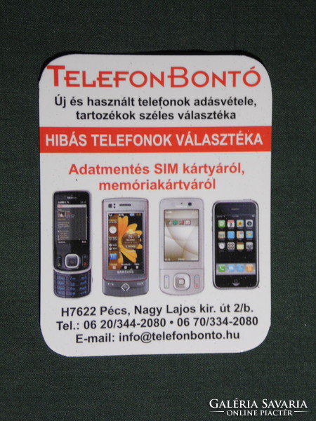 Card calendar, small size, phone dismantling mobile phone shop, Pécs, 2010, (6)