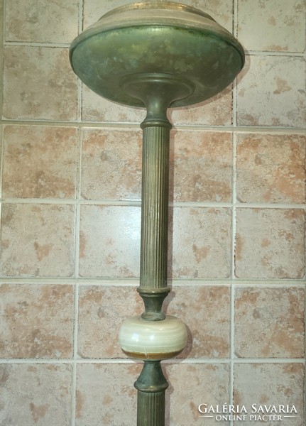 Antique copper table lamp stand with onyx insert, 60 cm
