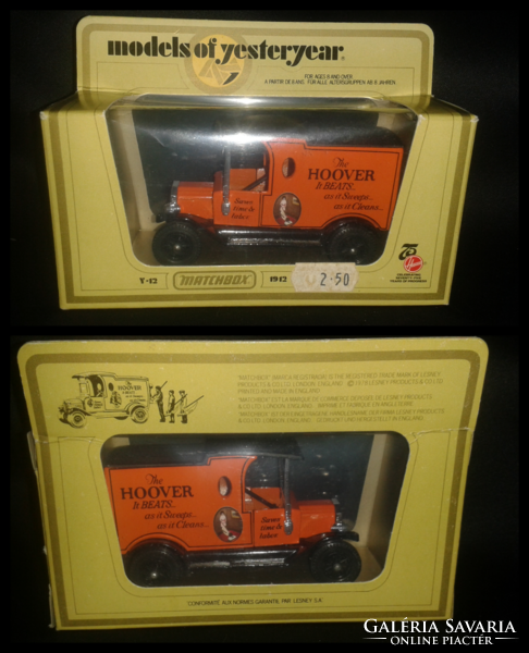 Matchbox Y-12 1912 Ford model T "The Hoover It Beats ..." - Made in England (1978) dobozban
