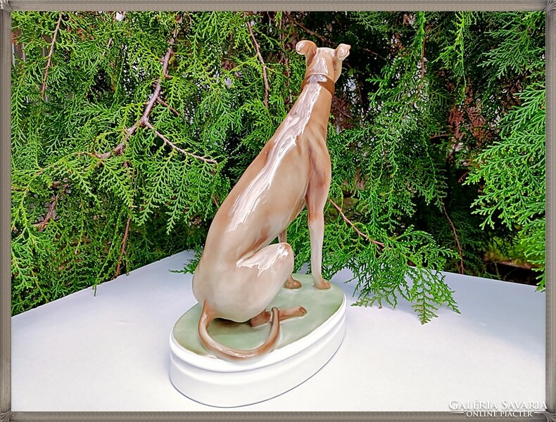 Zsolnay porcelain, markup béla greyhound statue