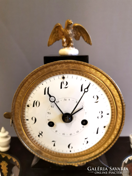 Beautiful half-baked empire table clock, approx. 1820