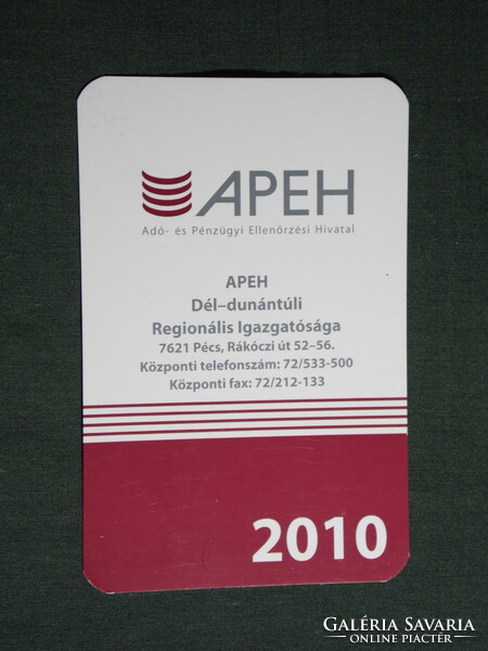 Kártyanaptár, APEH igazgatóság, Pécs, 2010,  (6)