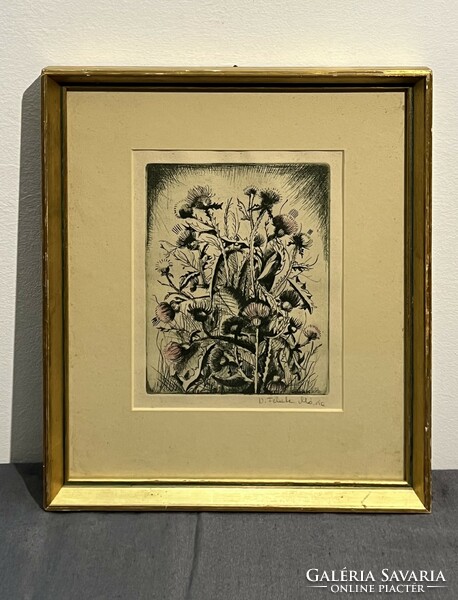 Mária N. Fekete (1942- ) thistle (etching in original frame) /invoice provided/