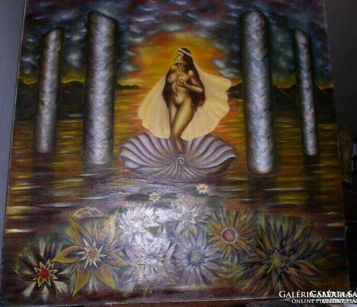 Tahitian Venus -József Lehoczky- 1990 large oil painting: