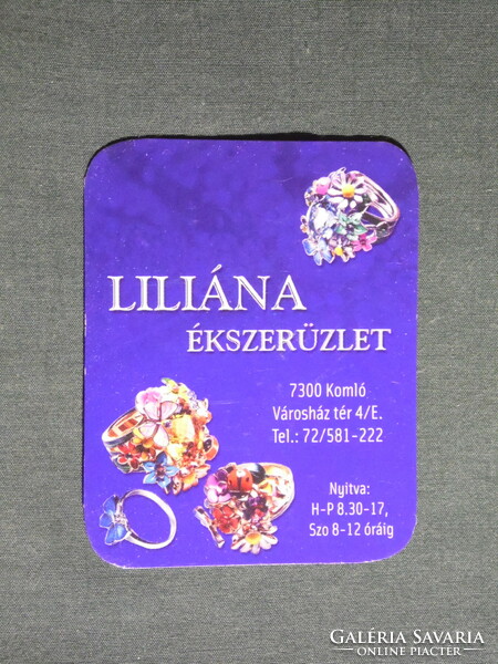 Kártyanaptár,kis méret, Liliána ékszerüzlet, gyűrű, Komló, 2010,  (6)
