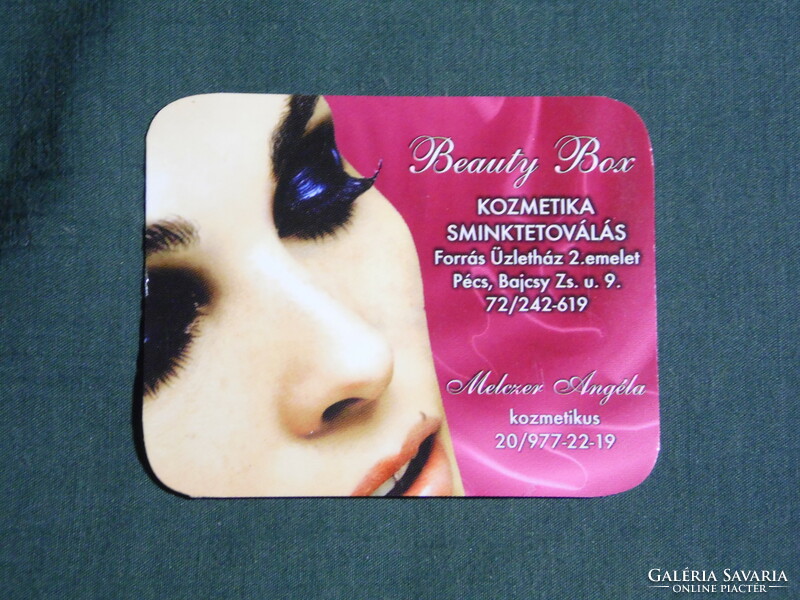Kártyanaptár, kis méret,Beauty Box kozmetika sminktetoválás,Pécs, erotikus női modell, 2010,  (6)
