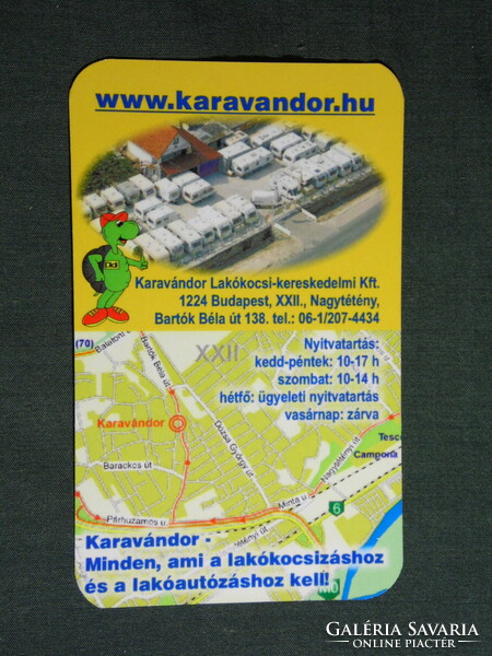 Kártyanaptár,Karavándor lakókocsi kereskedelem, bérlés, Budapest,térképes, 2010,  (6)