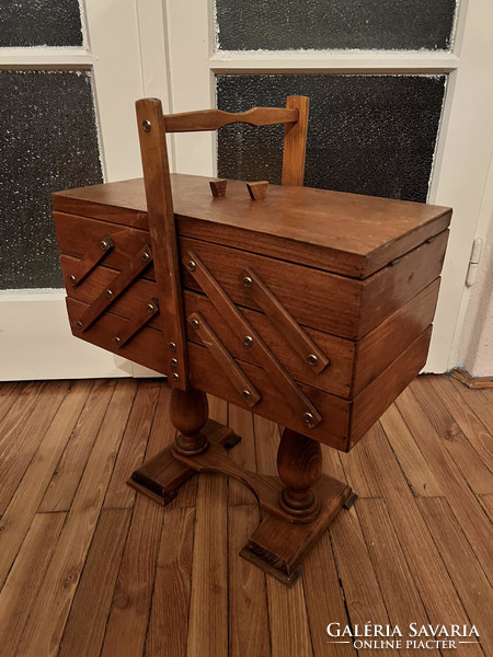 Antique wooden sewing box