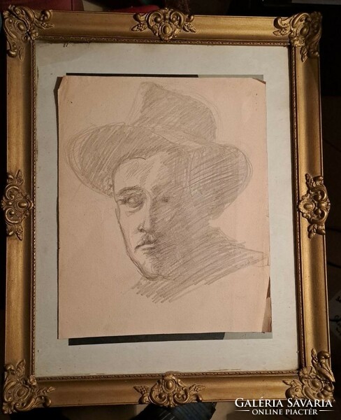 Aurel Emőd: portrait with a hat.