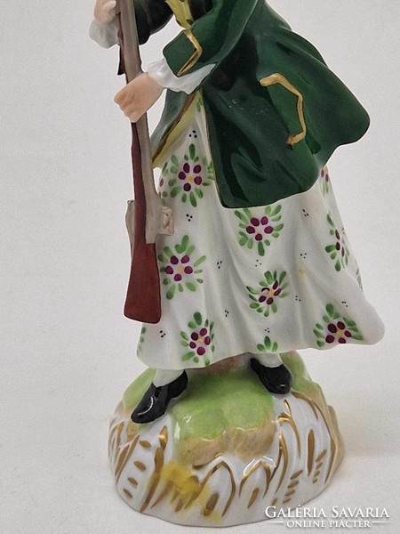 German Dresden porcelain figure hunting lady 15cm