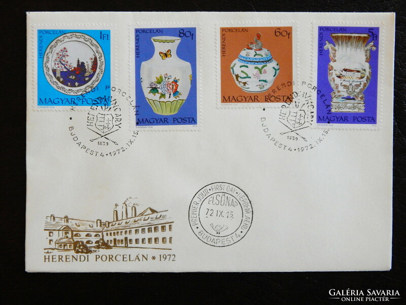 Fdc 1972. Herend porcelain - set of stamps divided into 2 envelopes