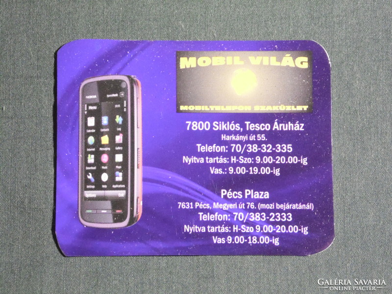 Kártyanaptár, kis méret,Mobil Világ mobiltelefon üzlet, Siklós, Pécs pláza 2010, (6)