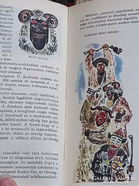 Retro Magyarország útikönyv, benne Budapest, Balaton szép midcentury illusztrációkkal (1955)