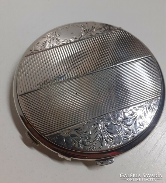 Antik ezüst cizzelakt púderes kompakt szép állapotban